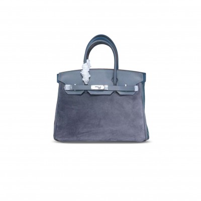 HERMÈS MASTER BIRKIN 30 SUEDE AND SWIFT PALLADIUM HARDWARE (30*22*16cm)
